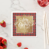 Serviette En Papier Joyeux or Buffle de Noël Plaid (En situation)