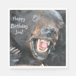 Serviette En Papier Joyeux Ours féroce d'anniversaire