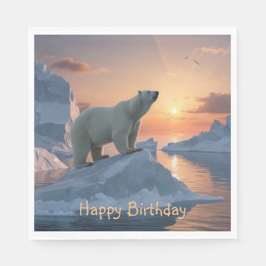 Serviette En Papier Joyeux Ours polaire anniversaire (Devant)