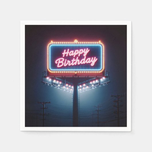 Serviette En Papier Joyeux panneau d'affichage d'anniversaire (Devant)