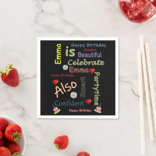 Serviette En Papier Joyeux papier d'anniversaire Emma Napkins