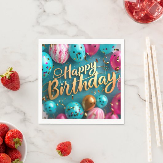 Serviette En Papier Joyeux papier d'anniversaire Napkin (En situation)
