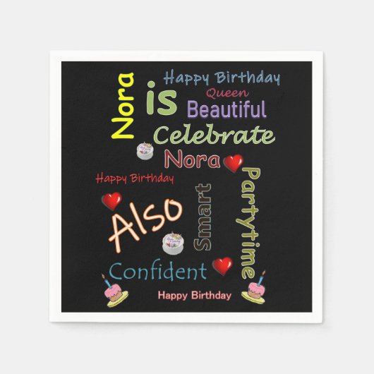 Serviette En Papier Joyeux papier d'anniversaire Napkins Nora (Devant)