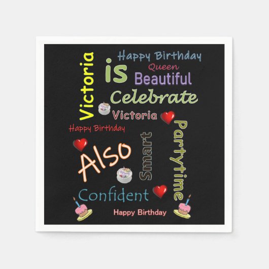 Serviette En Papier Joyeux papier d'anniversaire Napkins Victoria (Devant)