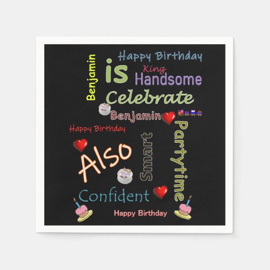 Serviette En Papier Joyeux papier d'anniversaire serviettes Benjamin (Devant)