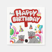Serviette En Papier Joyeux Papier d'Anniversaire serviettes, Chats (Devant)