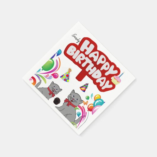 Serviette En Papier Joyeux Papier d'Anniversaire serviettes, Chats (Coin)