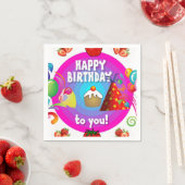 Serviette En Papier Joyeux Papier d'anniversaire serviettes, fraise (En situation)