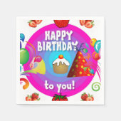 Serviette En Papier Joyeux Papier d'anniversaire serviettes, fraise (Devant)