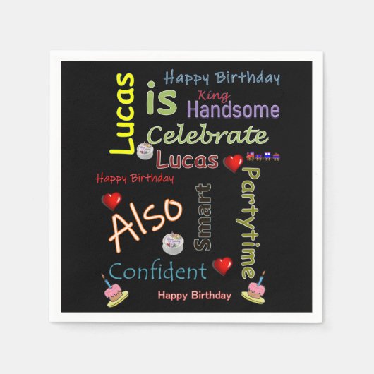 Serviette En Papier Joyeux papier d'anniversaire serviettes Lucas Luca (Devant)