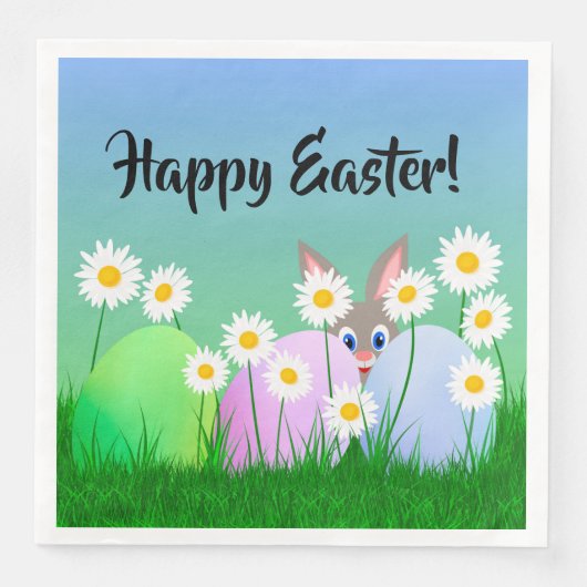 Serviette En Papier Joyeux Papier de Pâques Poubelle Oeufs de lapin de (Devant)