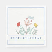 Serviette En Papier Joyeux Papier d'Oiseau Joyeux Napkin (Devant)