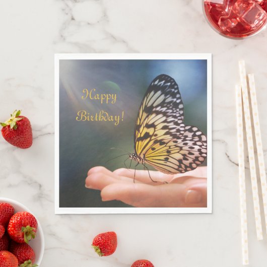 Serviette En Papier Joyeux papillon amical d'anniversaire (En situation)