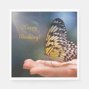 Serviette En Papier Joyeux papillon amical d'anniversaire