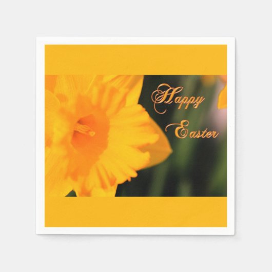 Serviette En Papier Joyeux Pâques Jaune Printemps Daffodil Fleur (Devant)