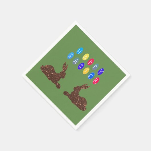 Serviette En Papier Joyeux Pâques, lapins Cocktail Papier de Cocktail (Coin)