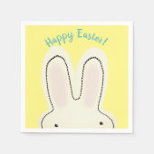 Serviette En Papier Joyeux Pâques mignon lapin peekaboo script jaune (Devant)