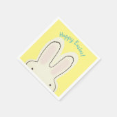 Serviette En Papier Joyeux Pâques mignon lapin peekaboo script jaune (Coin)