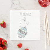 Serviette En Papier Joyeux Pâques ! Mignonne lapin sur un oeuf de Pâqu (En situation)