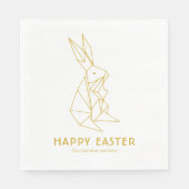 Serviette En Papier Joyeux Pâques moderne blanc et or (Devant)