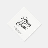 Serviette En Papier Joyeux Pâques noir blanc script personnalisé éléga (Coin)