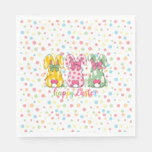 Serviette En Papier Joyeux Pâques Polka Dot Bunnies Pâques