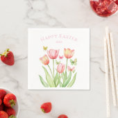 Serviette En Papier Joyeux Pâques Tulipe (En situation)
