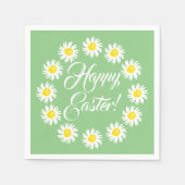 Serviette En Papier Joyeux Pâques vert script mignon marguerite joyeux (Devant)