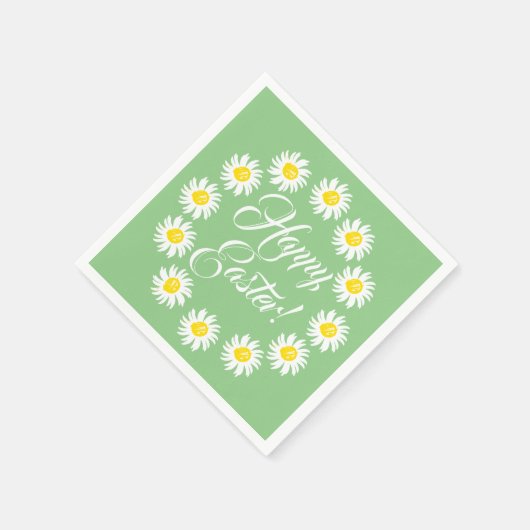 Serviette En Papier Joyeux Pâques vert script mignon marguerite joyeux (Coin)
