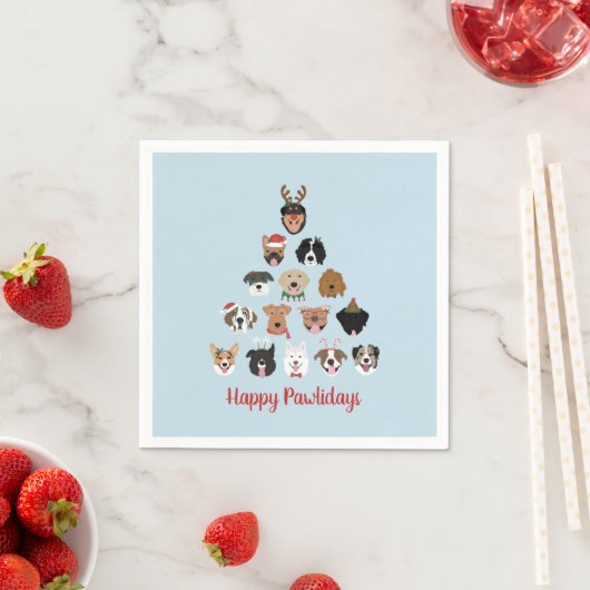 Serviette En Papier Joyeux Pawlidays Chien arbre de Noël (En situation)
