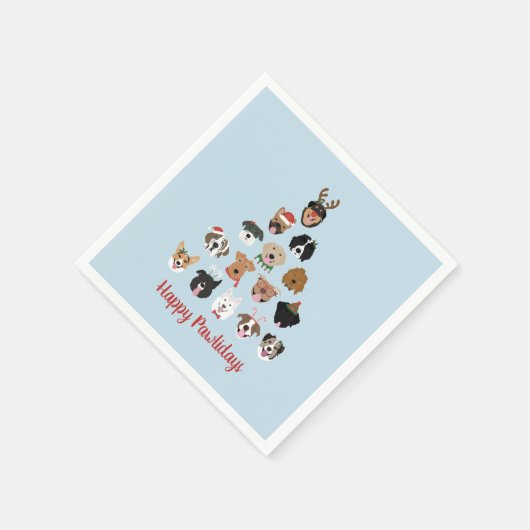 Serviette En Papier Joyeux Pawlidays Chien arbre de Noël (Coin)