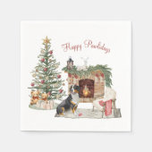 Serviette En Papier Joyeux Pawlidays Chien Design - Bernese Mountain D (Devant)