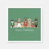 Serviette En Papier Joyeux Pawlidays Chiens Red Green (Devant)
