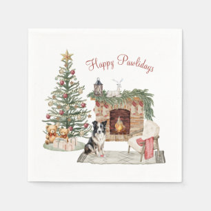 Serviette En Papier Joyeux Pawlidays Design de Chien - Collie