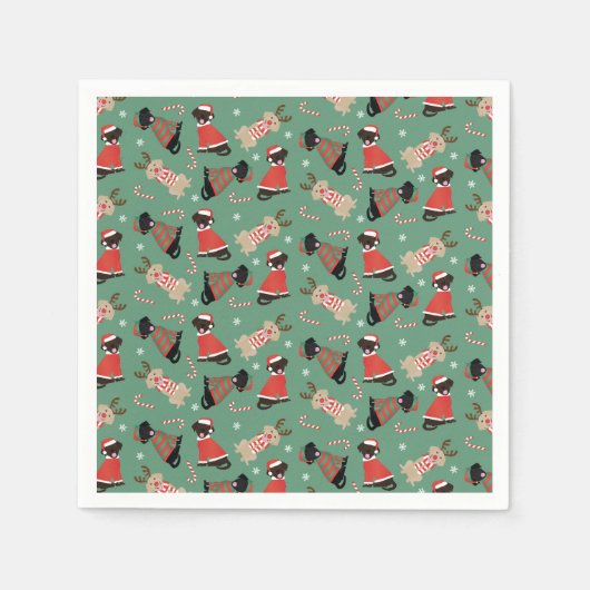 Serviette En Papier Joyeux Pawlidays Labrador Retriever Dogs (Devant)
