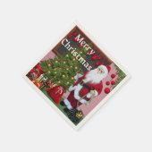 Serviette En Papier Joyeux Père Noël de Noël et Arbre de Noël (Coin)
