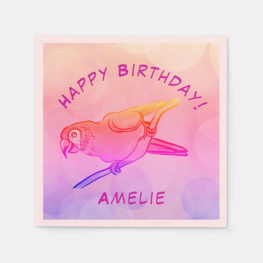 Serviette En Papier Joyeux perroquet d'anniversaire serviettes (Devant)
