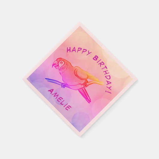 Serviette En Papier Joyeux perroquet d'anniversaire serviettes (Coin)