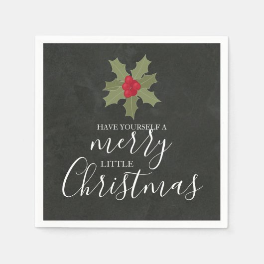 Serviette En Papier Joyeux petit Noël Holly (Devant)