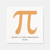 Serviette En Papier Joyeux Pi Day Anniversaire Blanc et Orange Pi Symb (Devant)