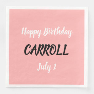 Serviette En Papier Joyeux Pinceau Anniversaire Brosse Script rose