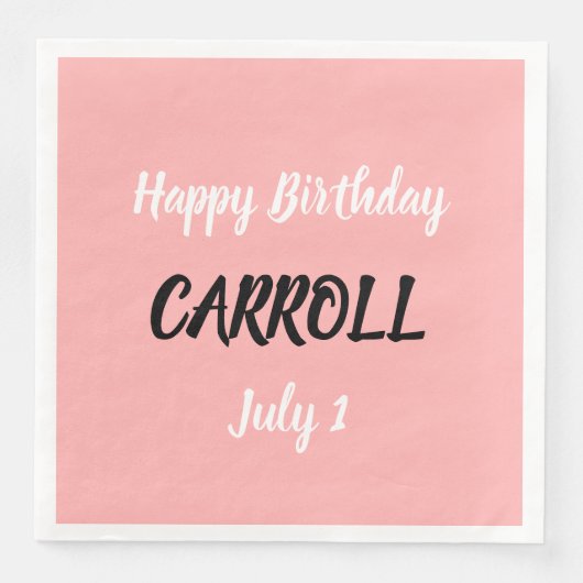 Serviette En Papier Joyeux Pinceau Anniversaire Brosse Script rose (Devant)