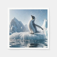 Joyeux Pingouin Sur Un Iceberg