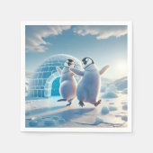 Serviette En Papier Joyeux Pingouins dansant (Devant)