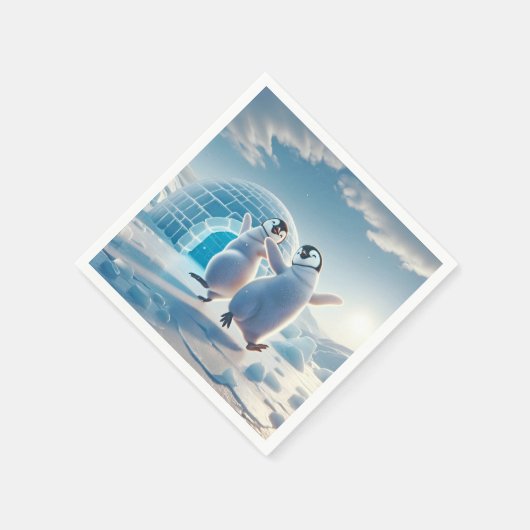 Serviette En Papier Joyeux Pingouins dansant (Coin)