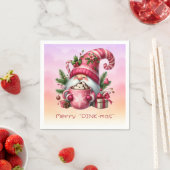 Serviette En Papier Joyeux "PINK-mas" Noël Gnome Chocolat chaud (En situation)
