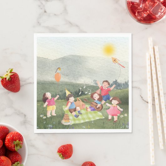 Serviette En Papier Joyeux Pique-Nique Anniversaire Jardin pour enfant (En situation)