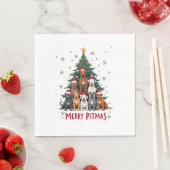 Serviette En Papier Joyeux Pitmas Pitbull Chien Pull de Noël Ugly Tr (En situation)
