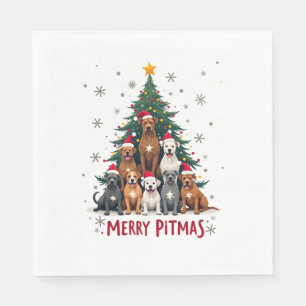 Serviette En Papier Joyeux Pitmas Pitbull Chien Pull de Noël Ugly Tr