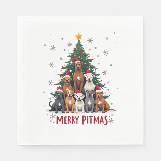 Serviette En Papier Joyeux Pitmas Pitbull Chien Pull de Noël Ugly Tr (Devant)
